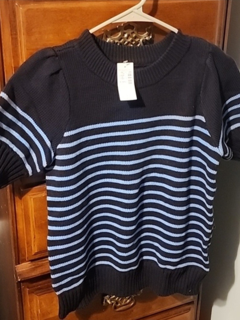 Maurices Navy and Light Blue Striped Knit Sweater